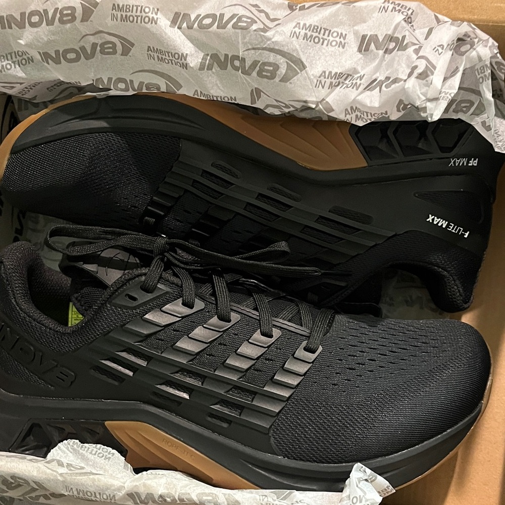 Inov-8 Black and Tan Athletic Shoes